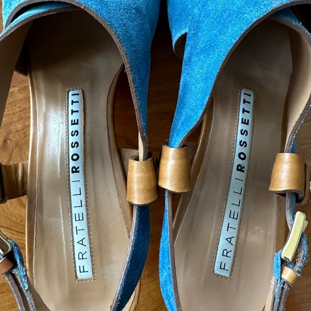 FRATELLI ROSSETTI made in Italy | Blue Suede Sling-Back Sandals, Size 39 - Picture 3 of 7
